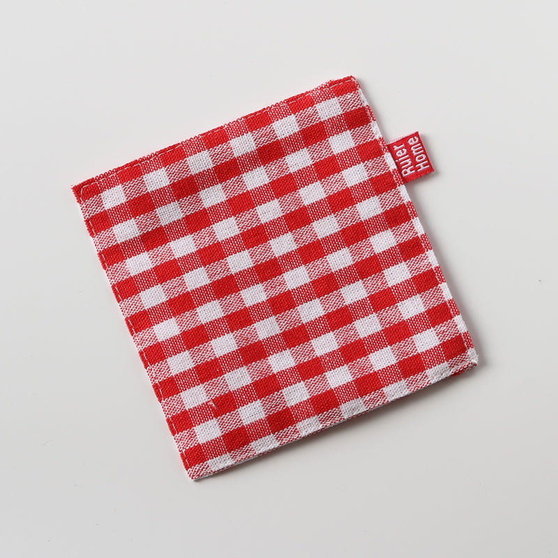 和風チェック柄コットンリネンコースター 5色セット