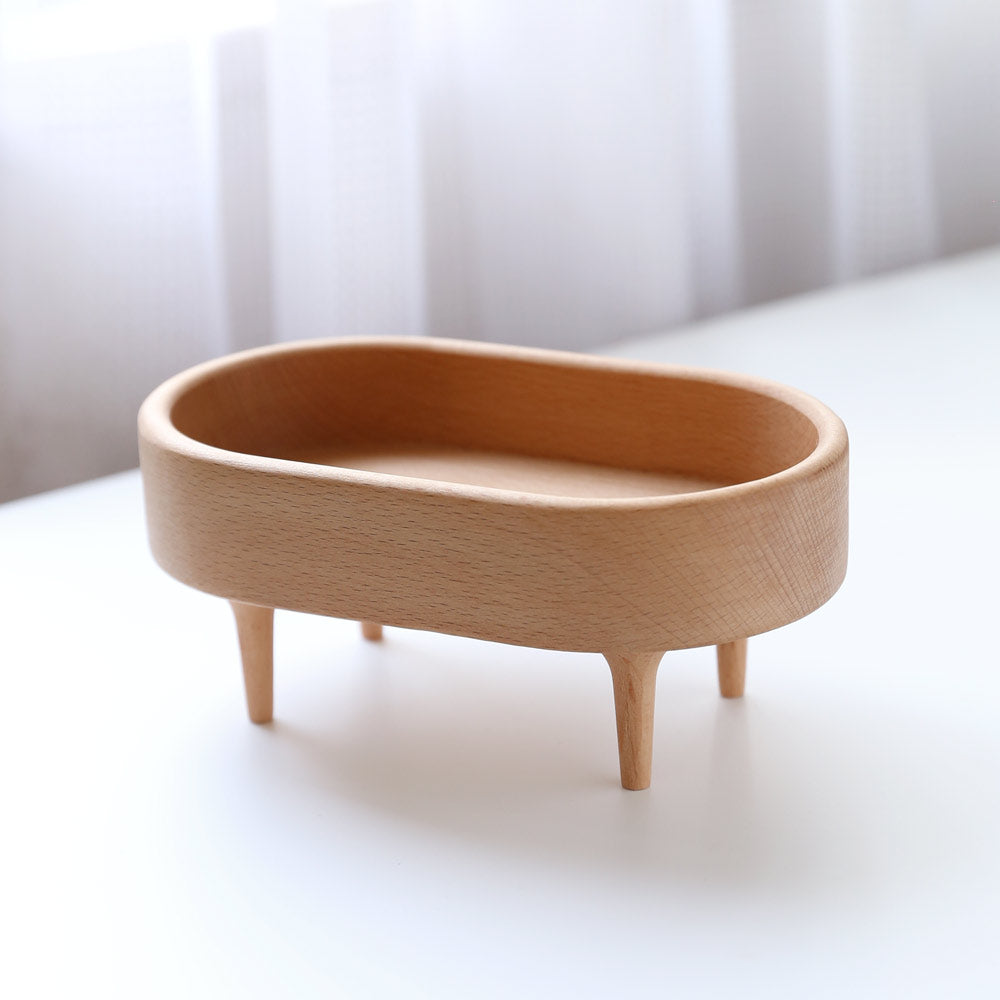 天然ブナ材の小物トレイ|ラウンド&オーバル|温もりある木製収納