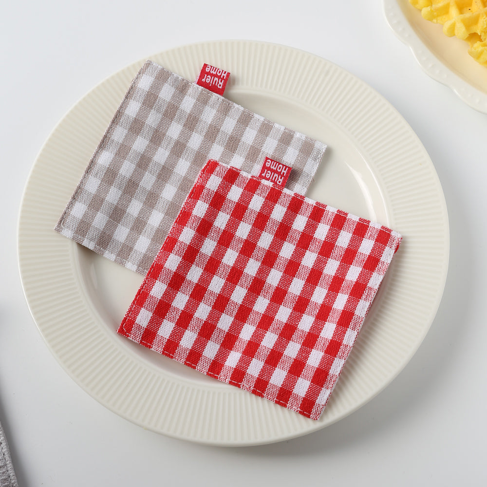 和風チェック柄コットンリネンコースター 5色セット
