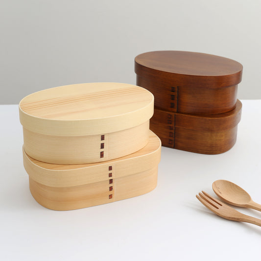 曲げわっぱ 弁当箱 二段式 天然杉木製弁当箱セット 大容量1000ml 手作り 木製スプーン 箸 木製フォーク 箸袋 ベルト付き 白木 杉 保湿 軽量 通勤 通学