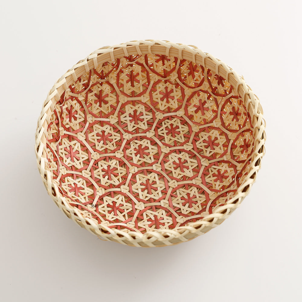 和柄入り竹編みバスケット|軽くておしゃれなラウンド収納かご(3サイズ)