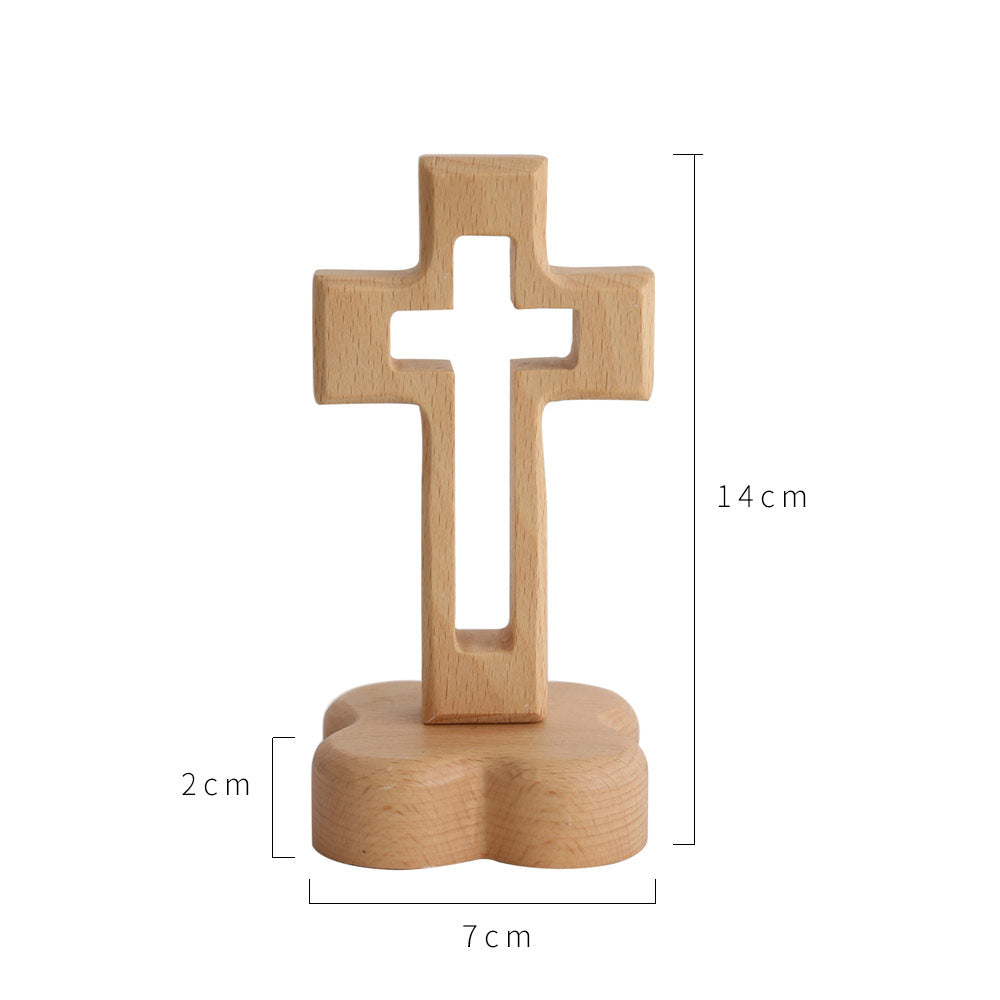 十字架 クロス 木製 14cm キリスト教 スタンド式 キリスト イエス 礼拝 工芸品 高級 インテリア 小物 装飾 卓上 礼拝堂 置物