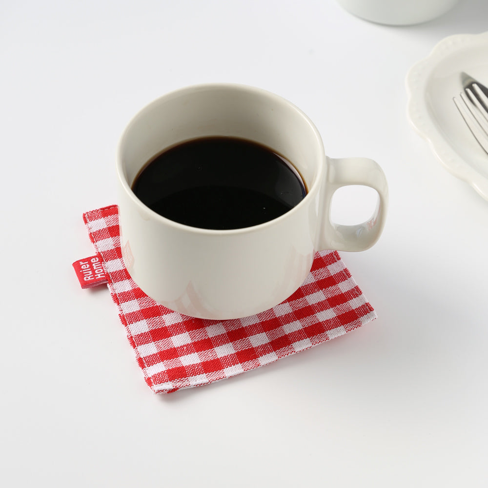 和風チェック柄コットンリネンコースター 5色セット