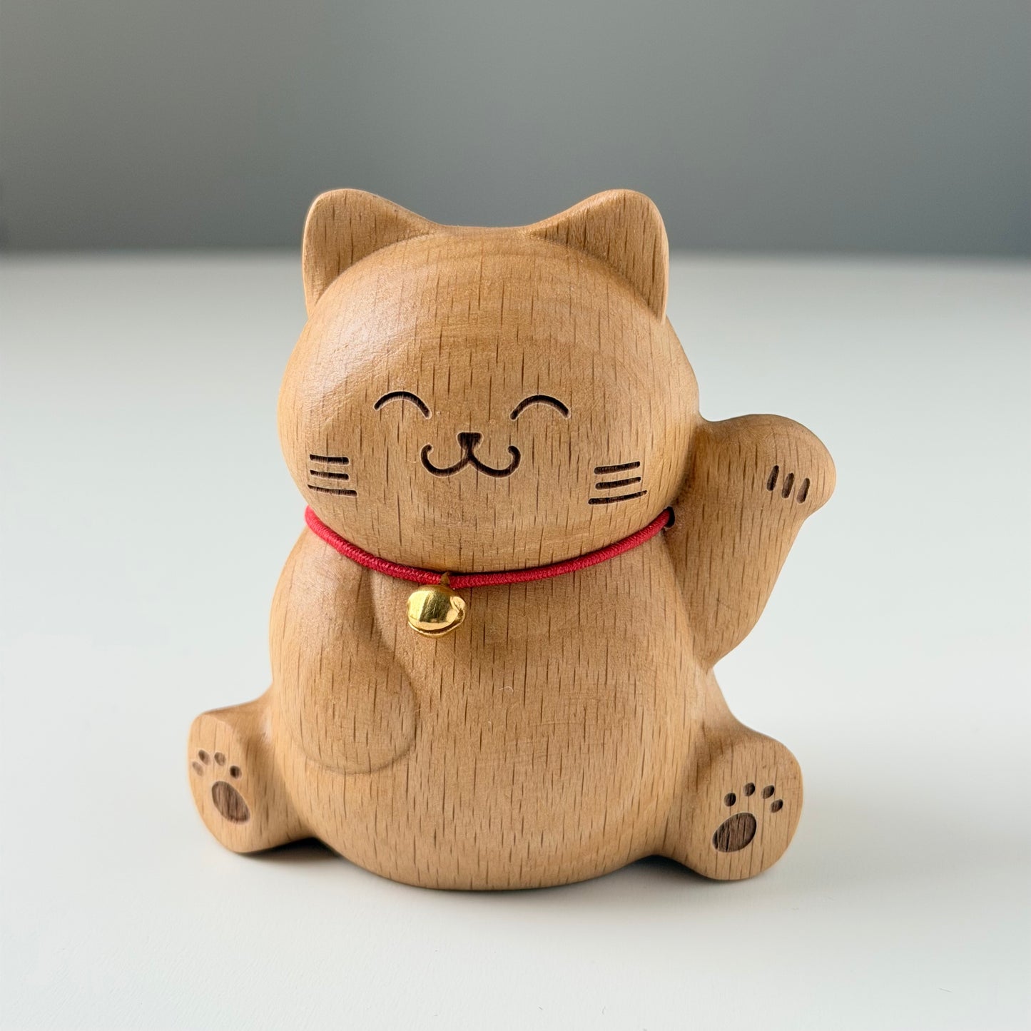 木製 招き猫 置物 2タイプ｜癒しの猫オブジェ ナチュラル雑貨