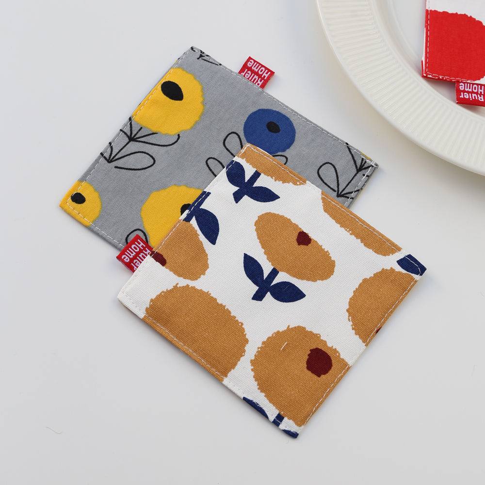 北欧風おしゃれな花柄コースター｜両面デザイン｜布製