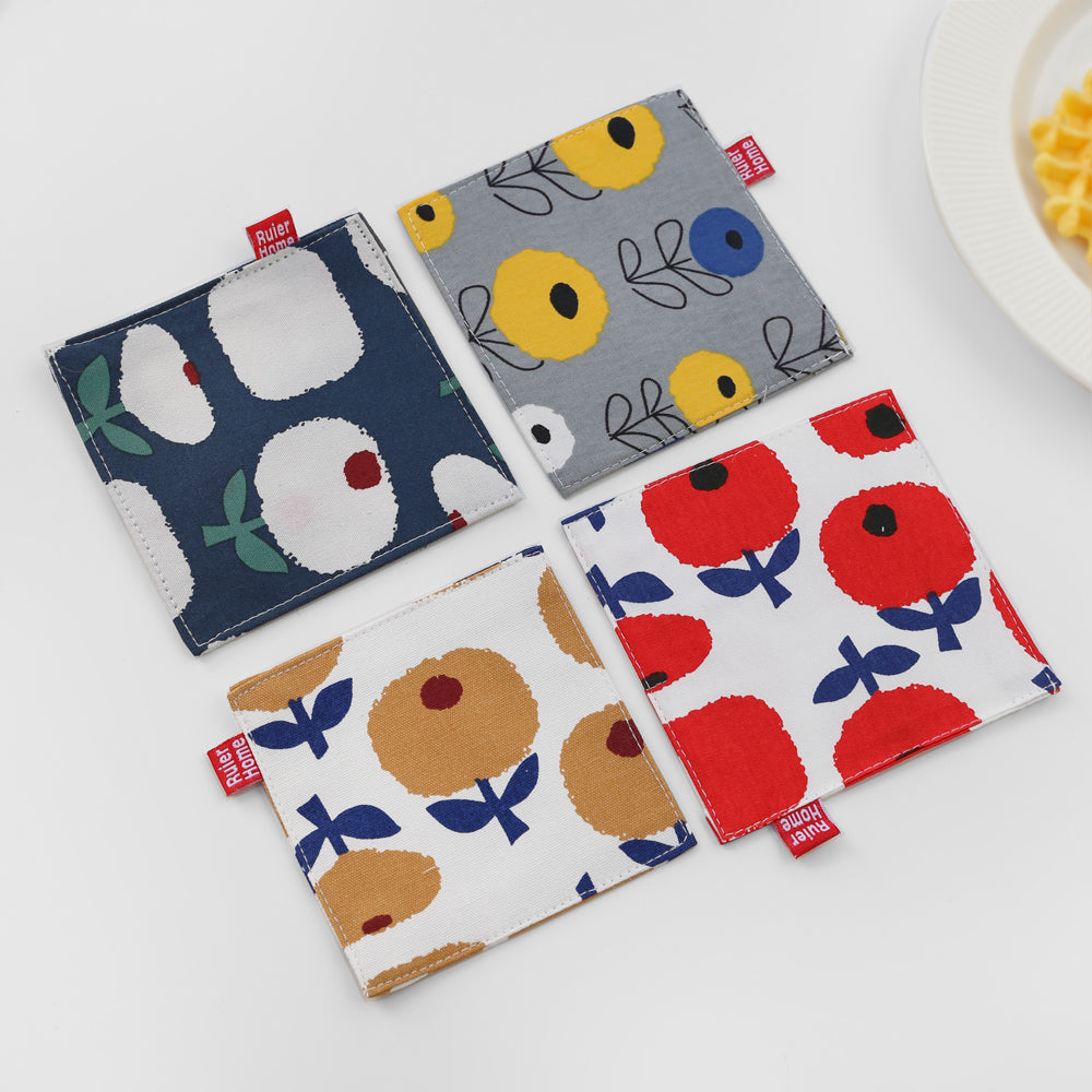 北欧風おしゃれな花柄コースター｜両面デザイン｜布製