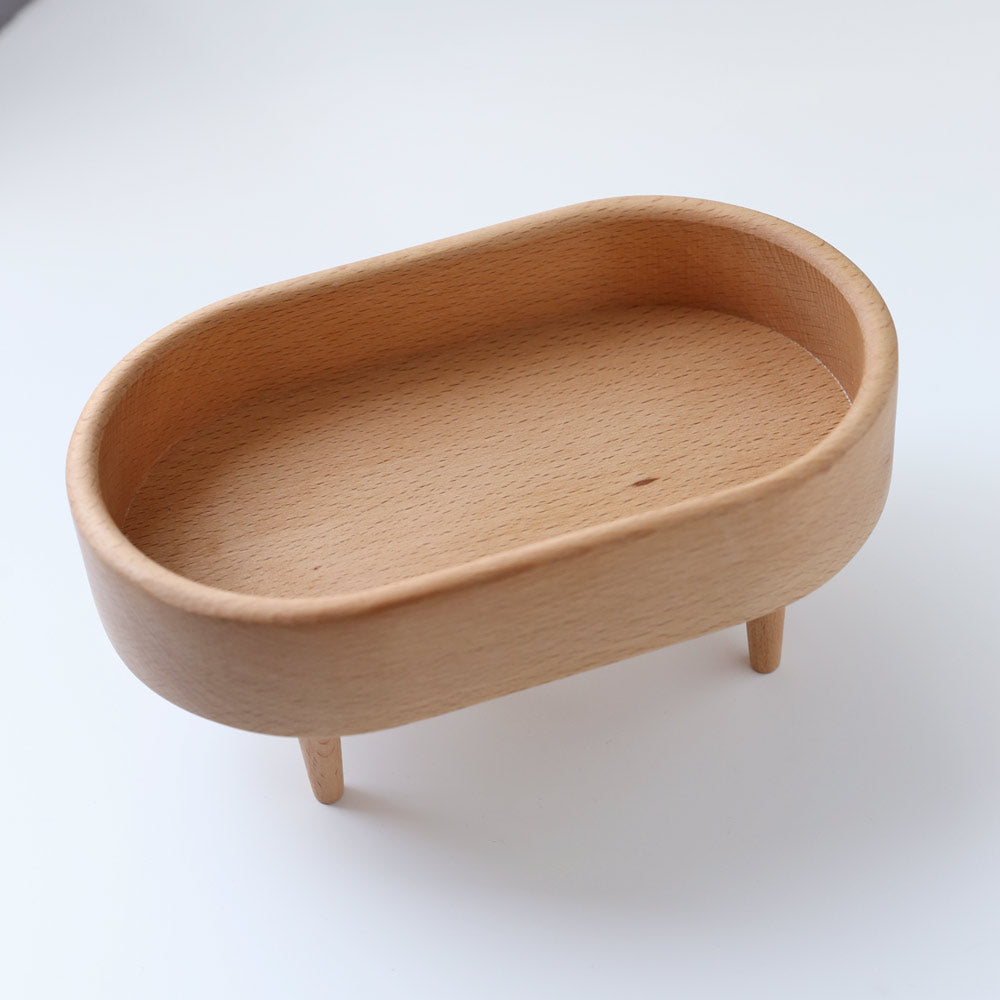 天然ブナ材の小物トレイ｜ラウンド＆オーバル｜温もりある木製収納