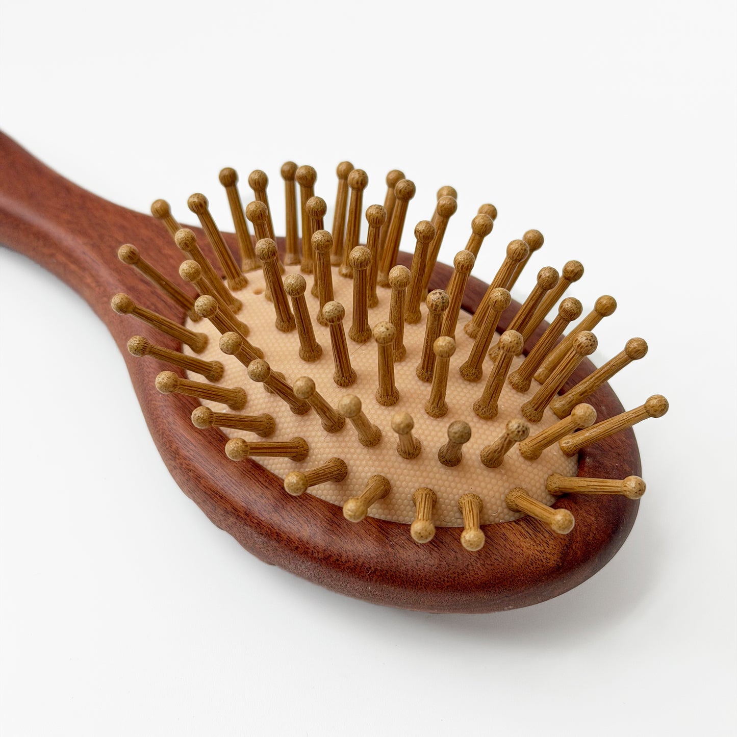 檀木 クッションヘアブラシ 花彫刻 竹ピン シリコン気クッション 木製ヘアブラシ