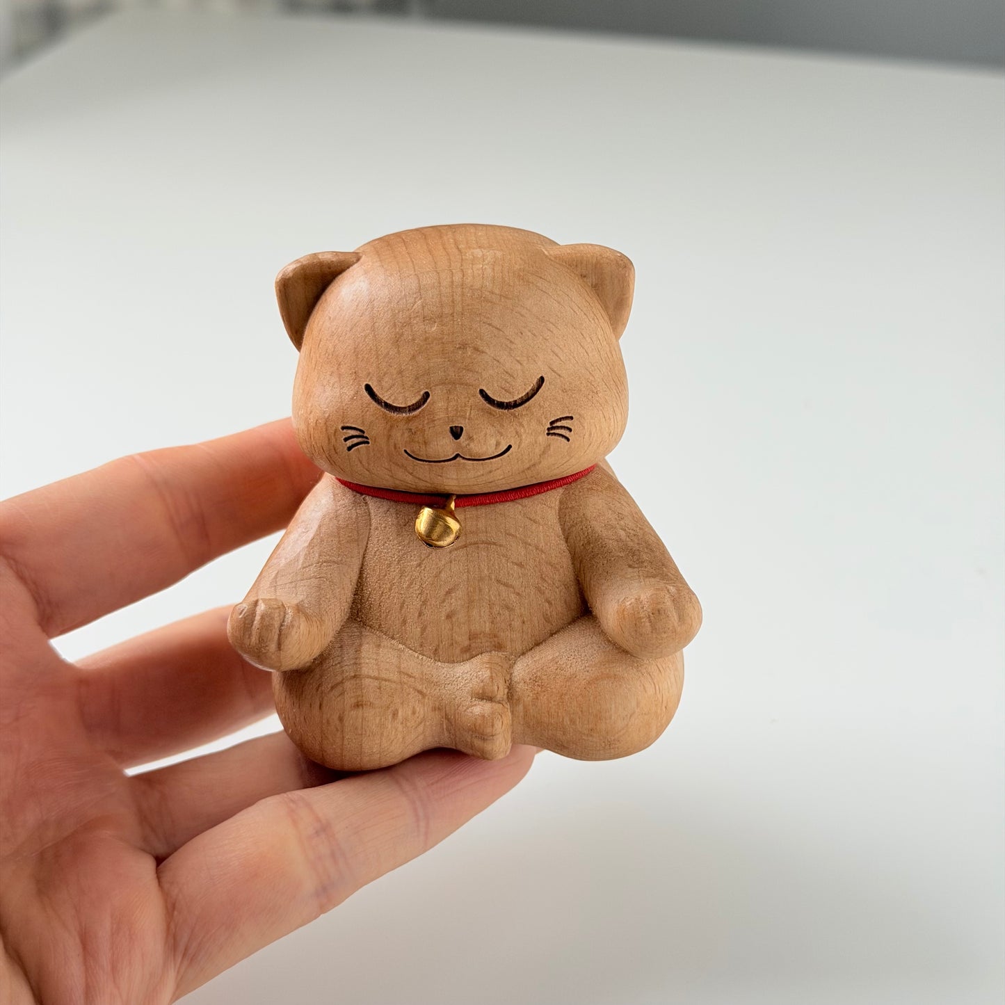 木製 招き猫 置物 2タイプ｜癒しの猫オブジェ ナチュラル雑貨